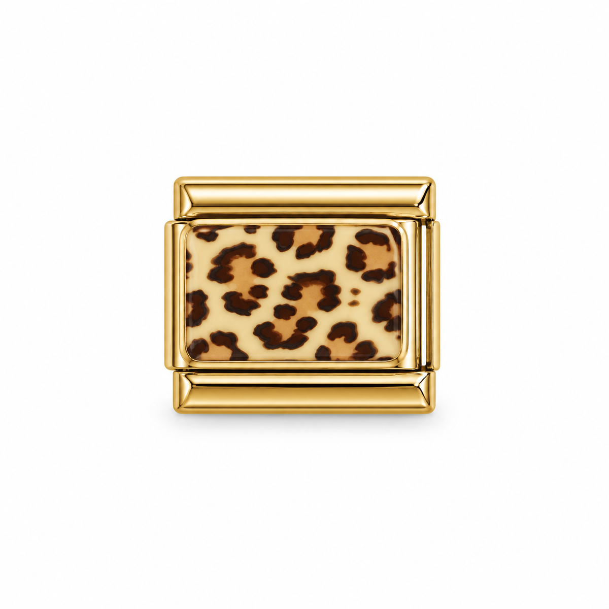 Charm italien léopard fond beige - doré