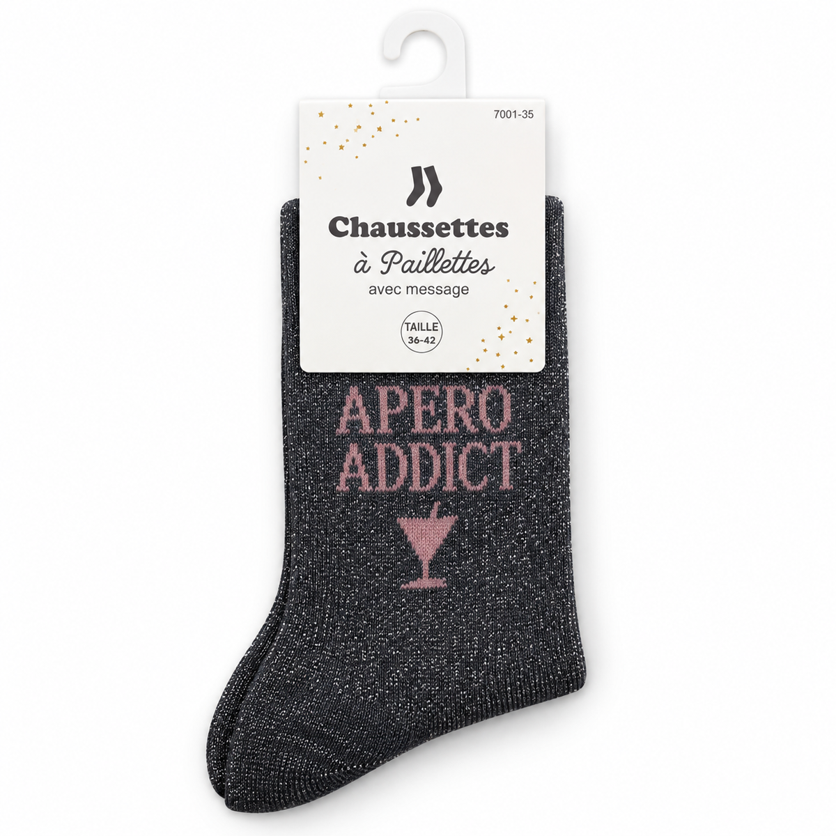 Chaussettes pailletées à message APÉRO ADDICT | COULEUR ALÉATOIRE