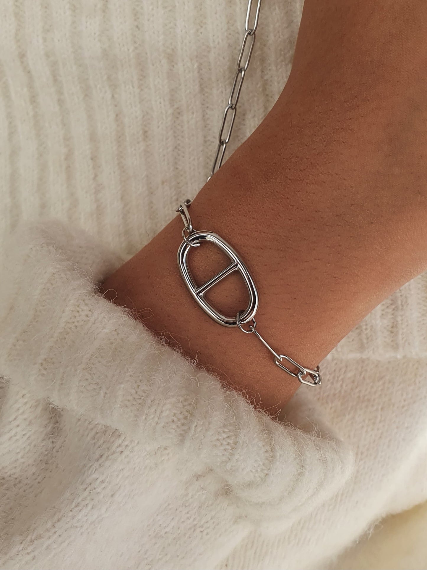 Bracelet maille marine chaîne à maillons  - argenté
