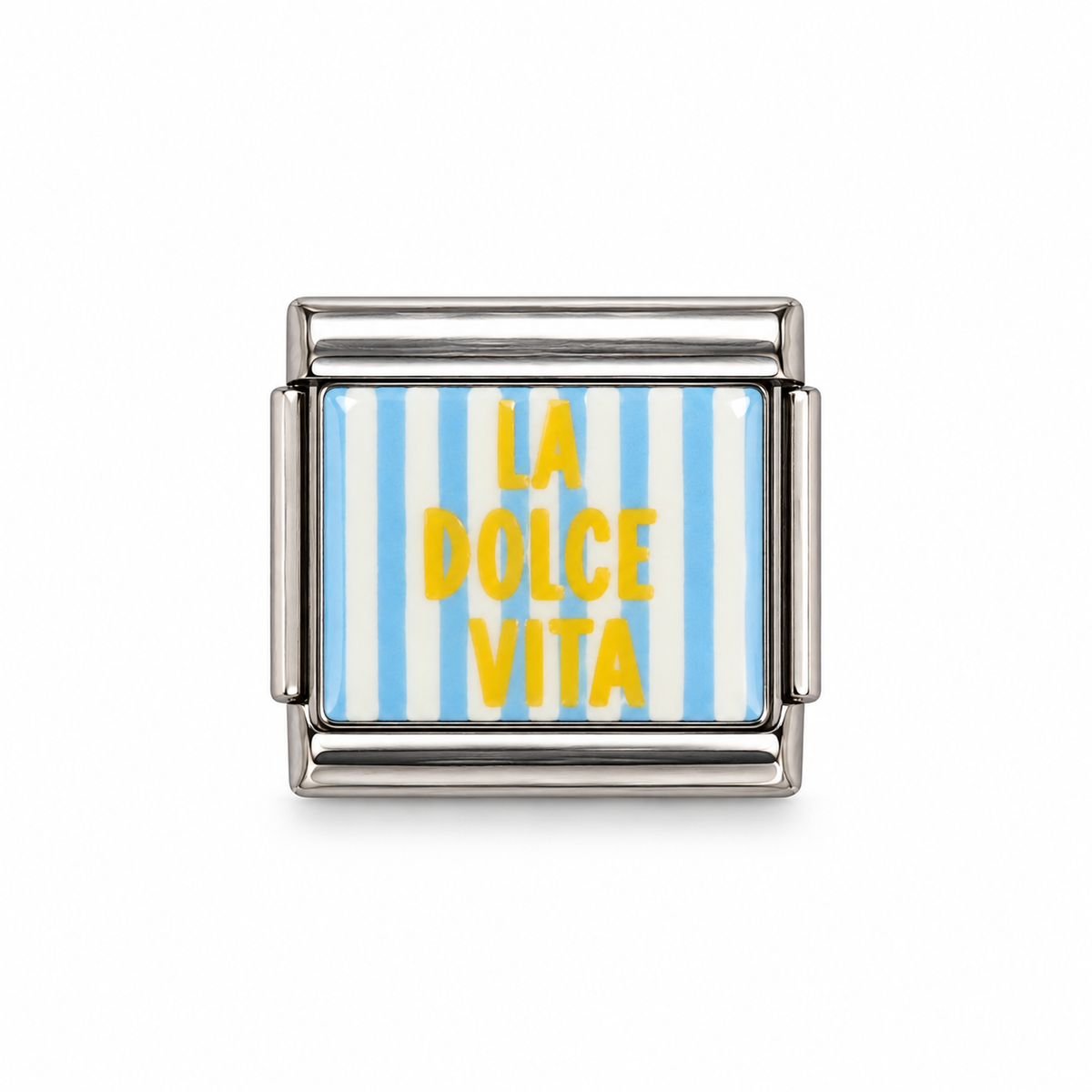 Charm italien La Dolce Vita jaune rayures bleues - argenté