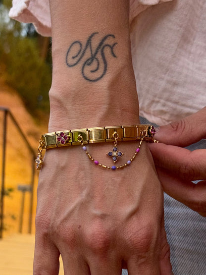 Bracelet italien Fiorella | bleu rose mauve