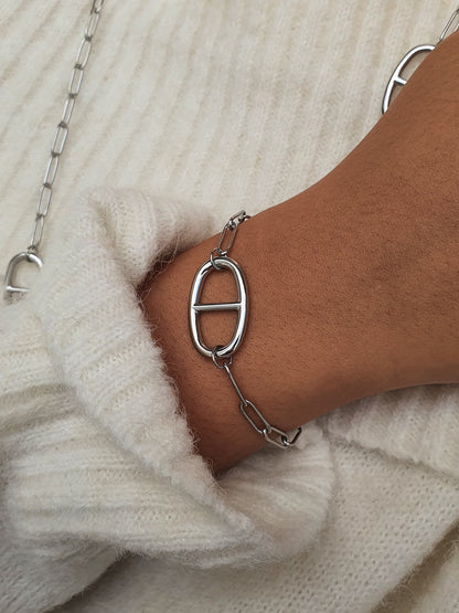 Bracelet maille marine chaîne à maillons  - argenté
