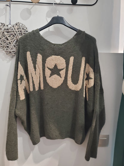 Pull amour - Vert kaki
