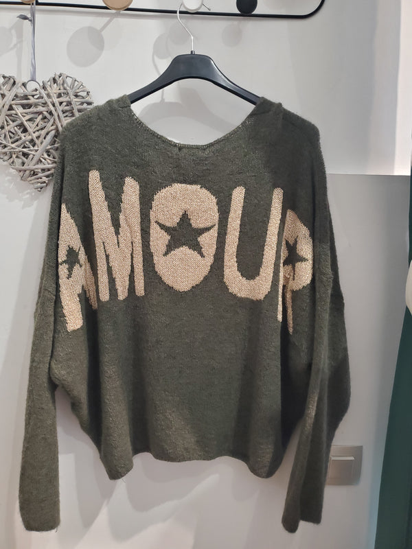 Pull amour - Vert kaki
