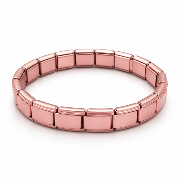 Bracelet charms Italiens personnalisable neutre - rose clair métallisé