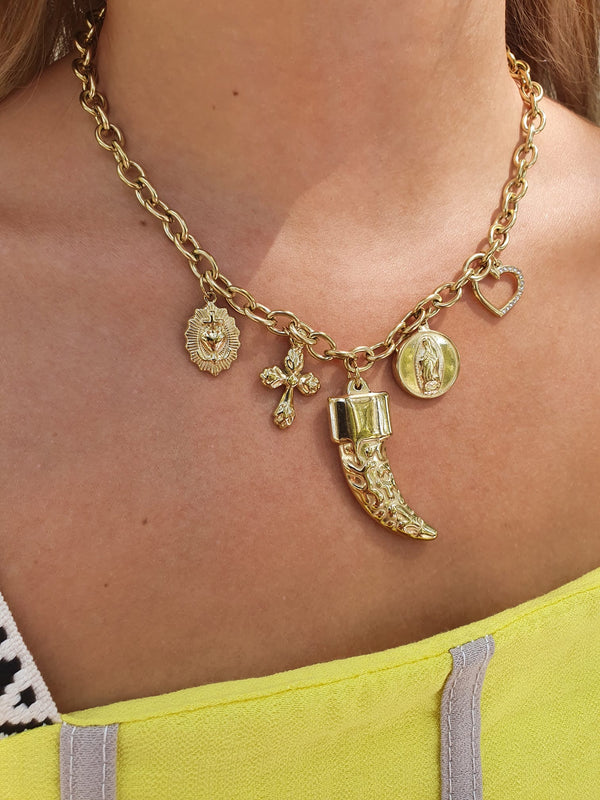 Collier breloques de protection - doré
