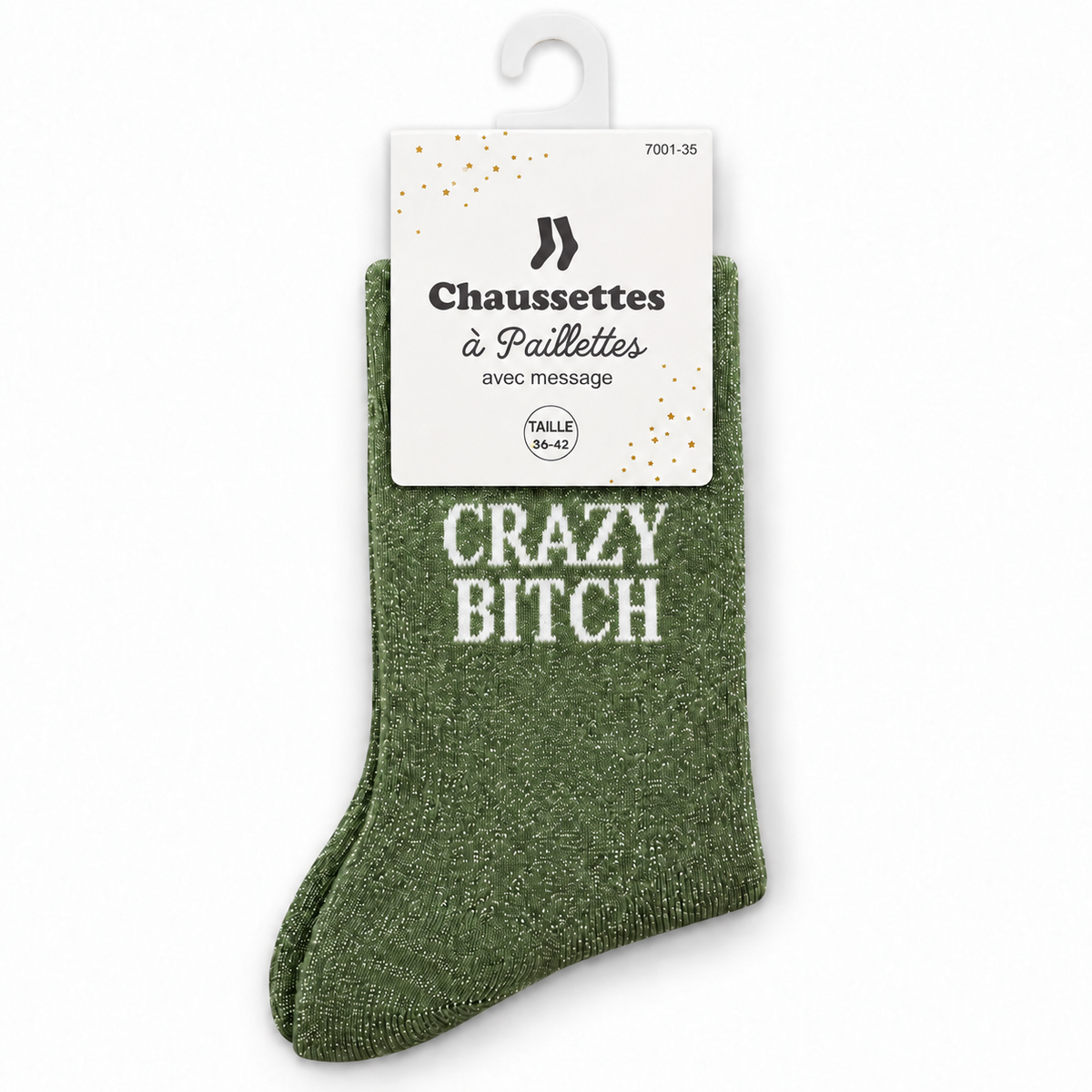 Chaussettes pailletées à message CRAZY BITCH | COULEUR ALÉATOIRE
