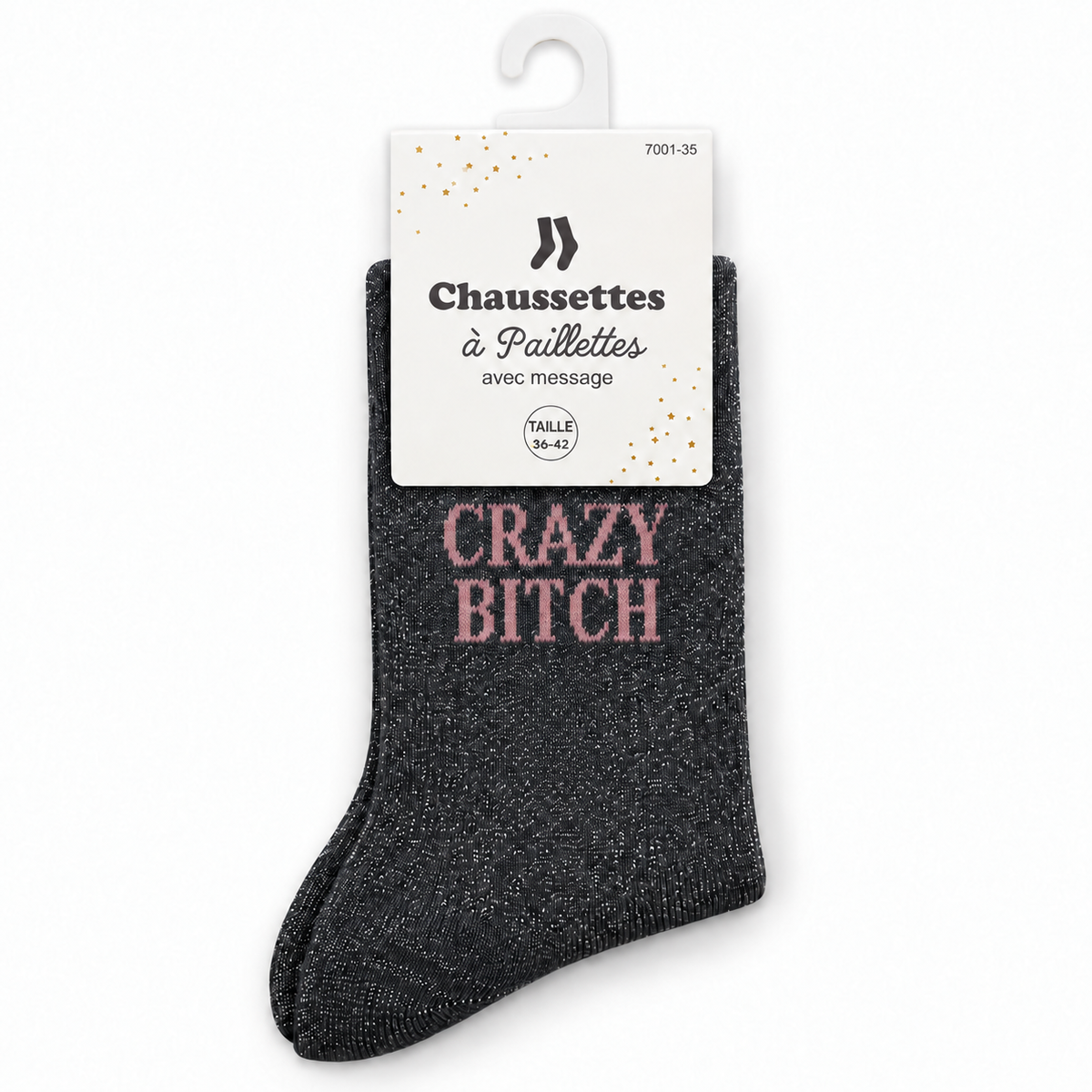 Chaussettes pailletées à message CRAZY BITCH | COULEUR ALÉATOIRE