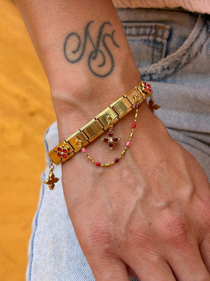 Bracelet italien Fiorella | rouge rose