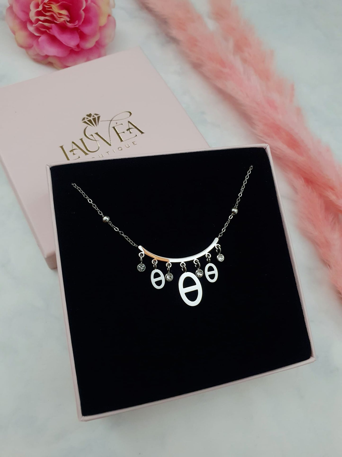 Collier pluie de mailles marines et strass - argenté