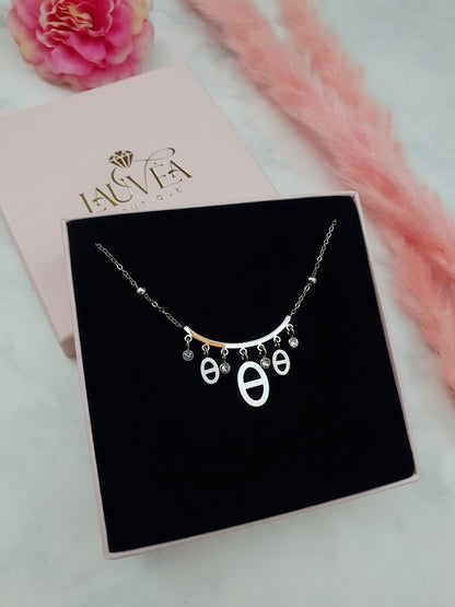 Collier pluie de mailles marines et strass - argenté