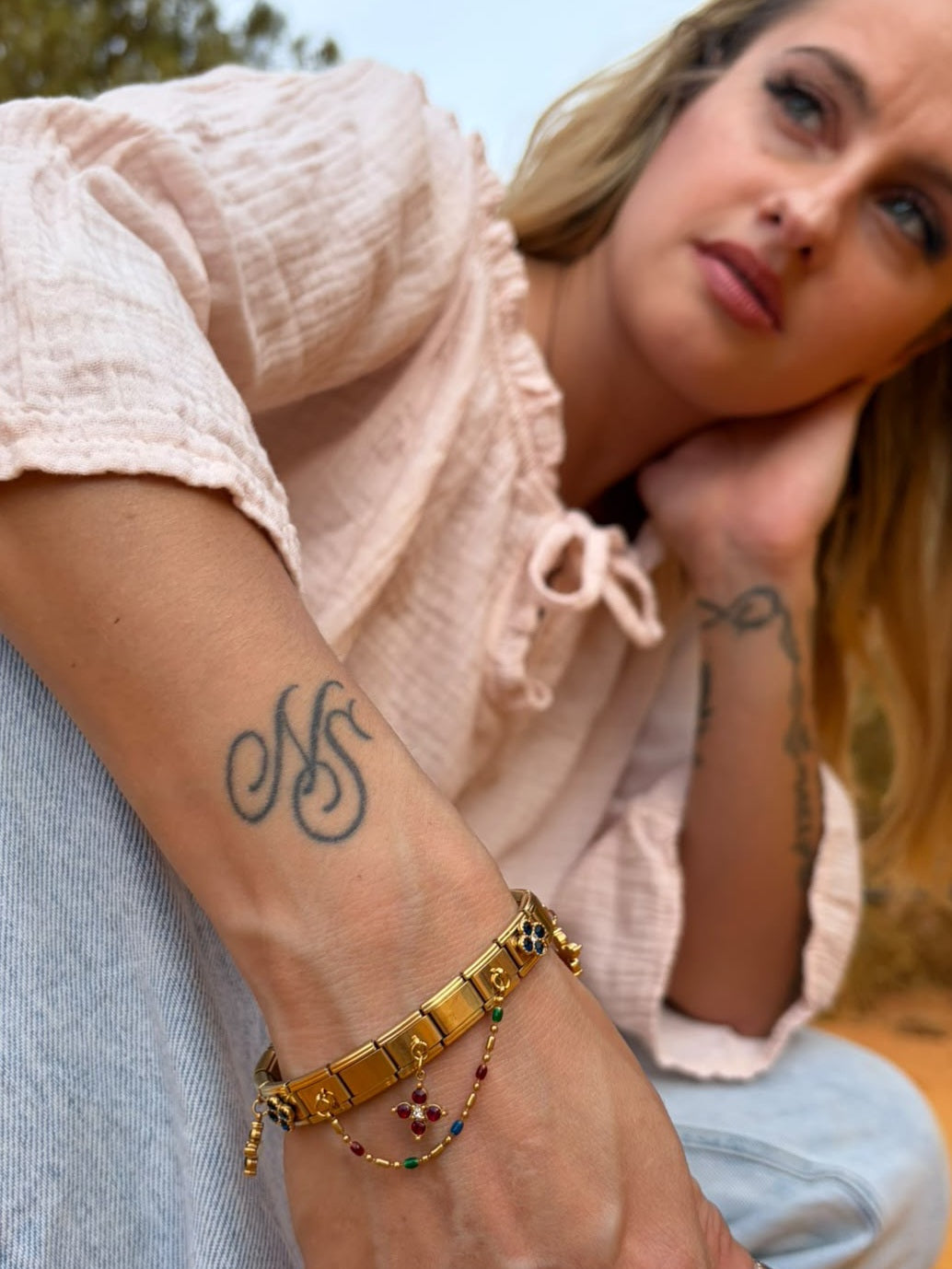 Bracelet italien Fiorella | bleu rouge vert