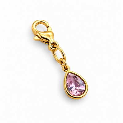 Charm Goutte zircon rose - doré