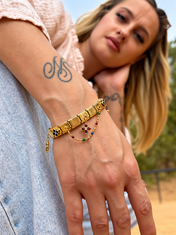 Bracelet italien Fiorella | bleu rouge vert