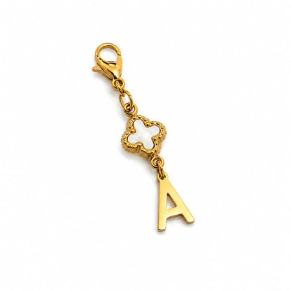 Double Charms initiale trèfle en nacre
