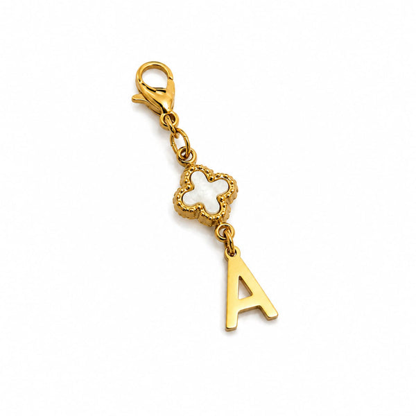 Double Charms initiale trèfle en nacre - doré