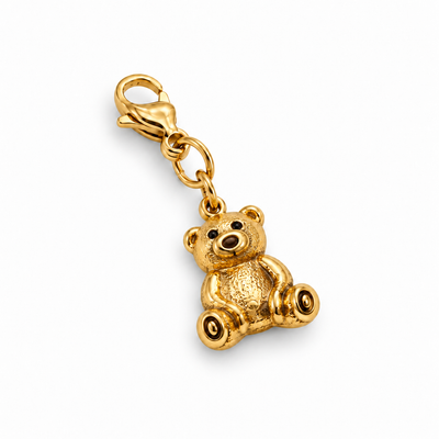Charm Nounours yeux noirs - doré