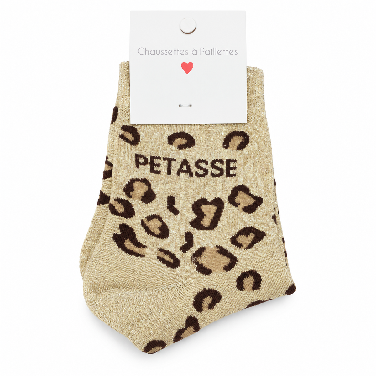 Chaussettes à message léopard Pétasse | beige