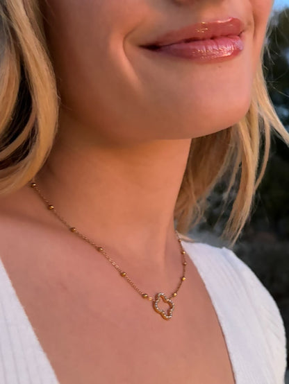 Bracelet petites perles et trèfle zircons | doré