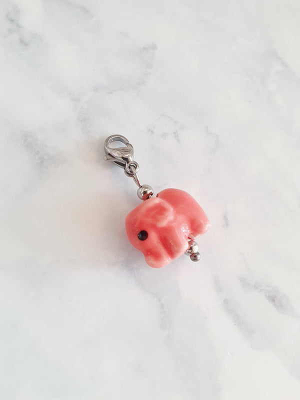 Charm baby éléphant - argenté / rose