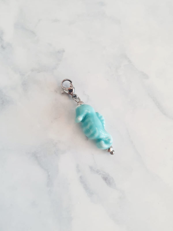 Charm baby hippocampe - argenté | bleu