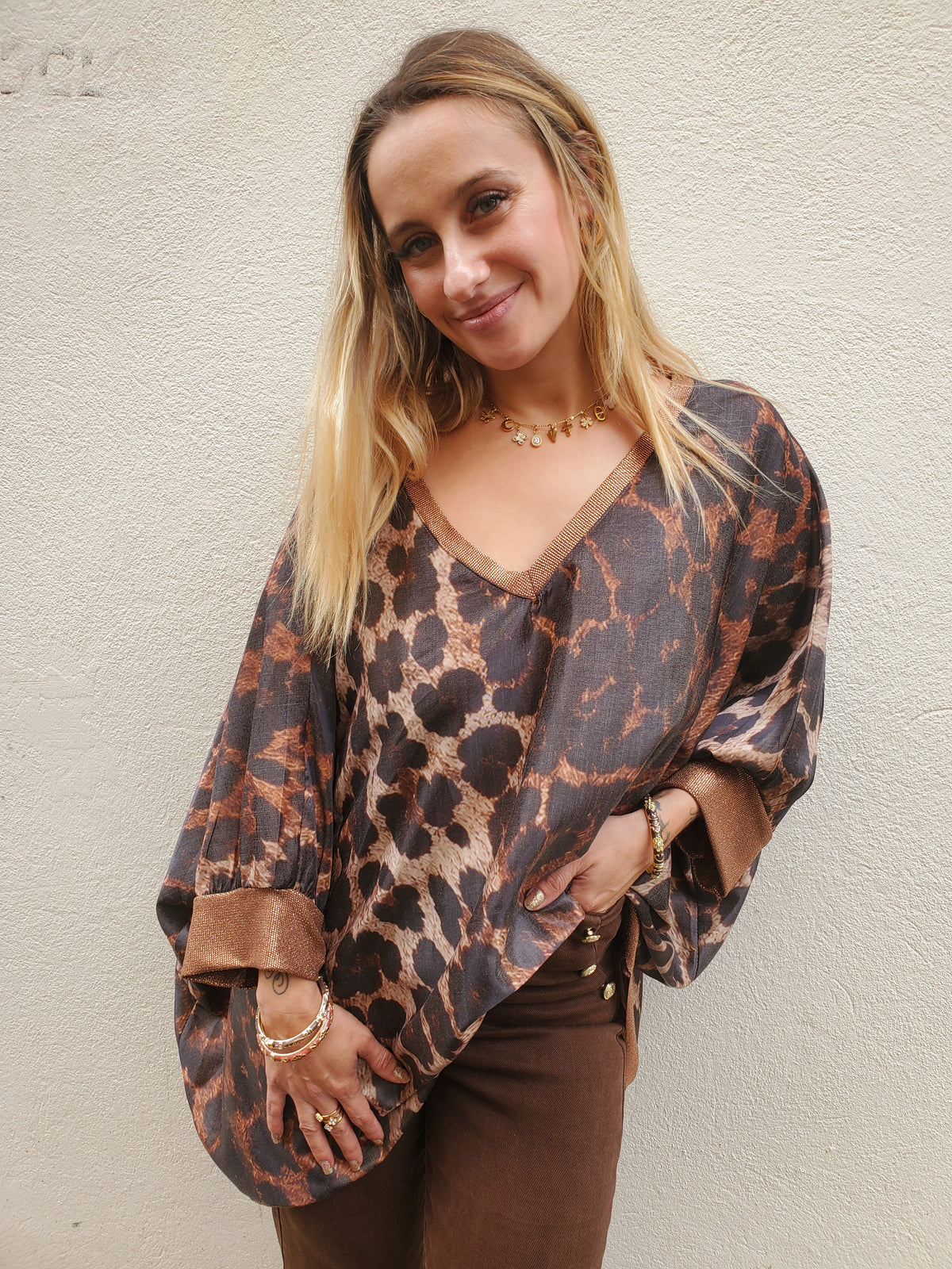 Tunique poncho oversize imprimée Frida