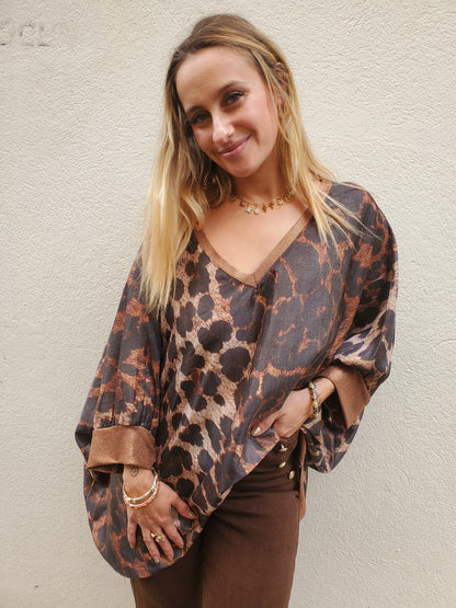 Tunique poncho oversize imprimée Frida