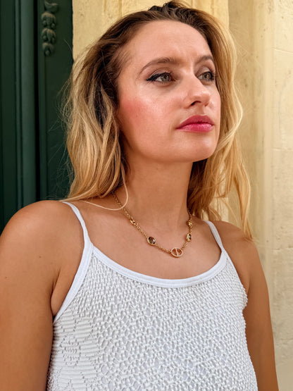 Collier MAELINE strass - brun