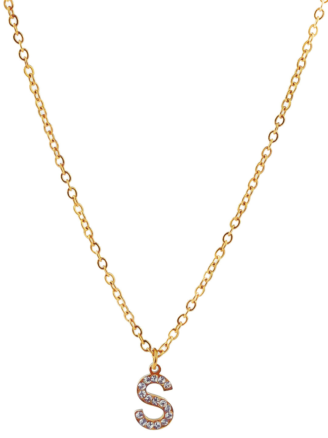 Collier initiale en strass - doré
