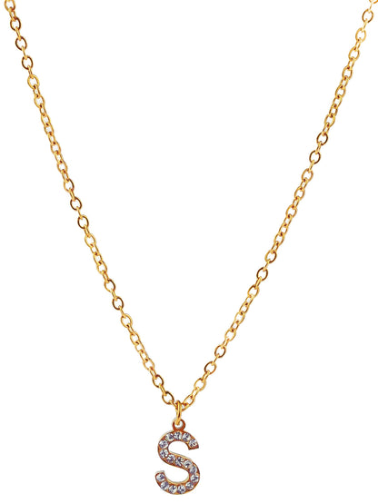 Collier initiale en strass - doré