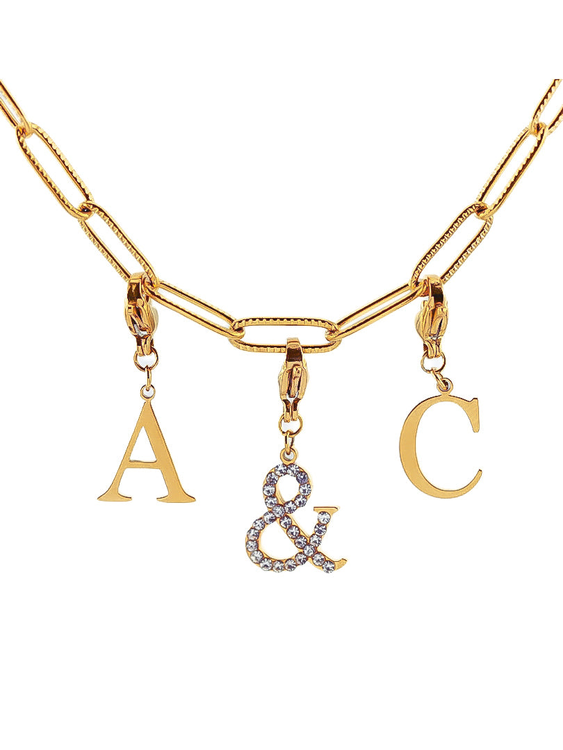 Collier "Toi & Moi" - zircons/doré