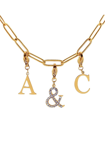 Collier "Toi & Moi" - zircons/doré