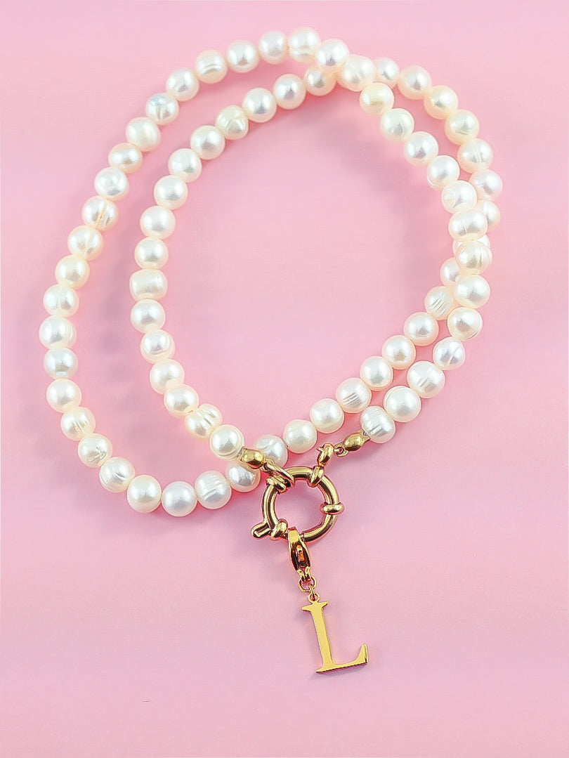 Collier en perles d'eau douce (personnalisable) - doré