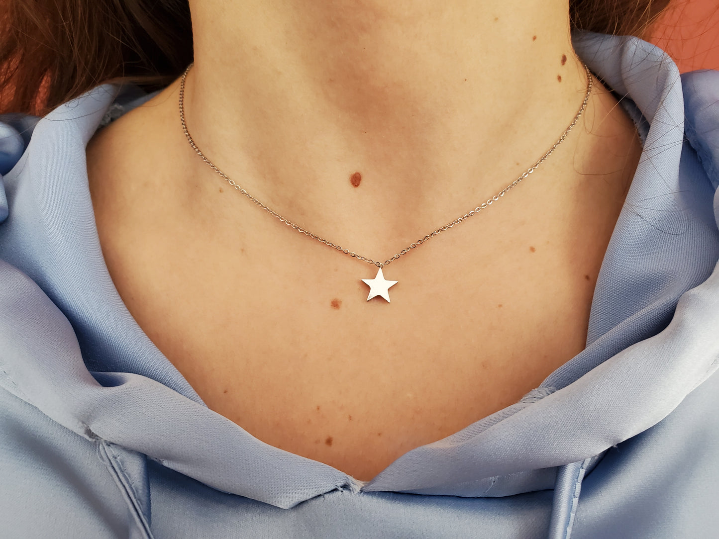 Collier pendentif étoile acier inoxydable