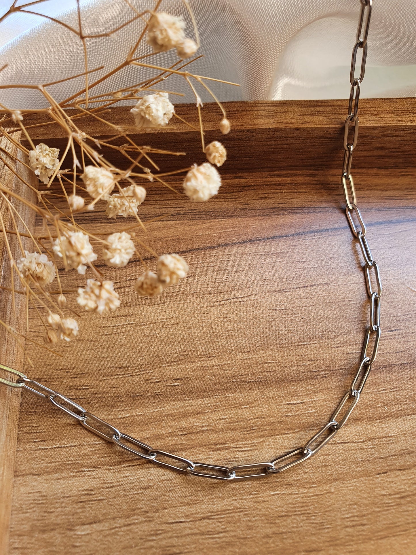 Collier petits maillons - argenté