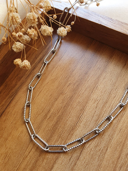 Bracelet maillons striés - argenté