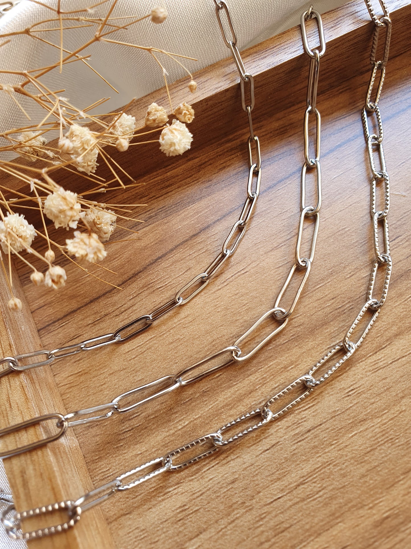 Collier petits maillons - argenté