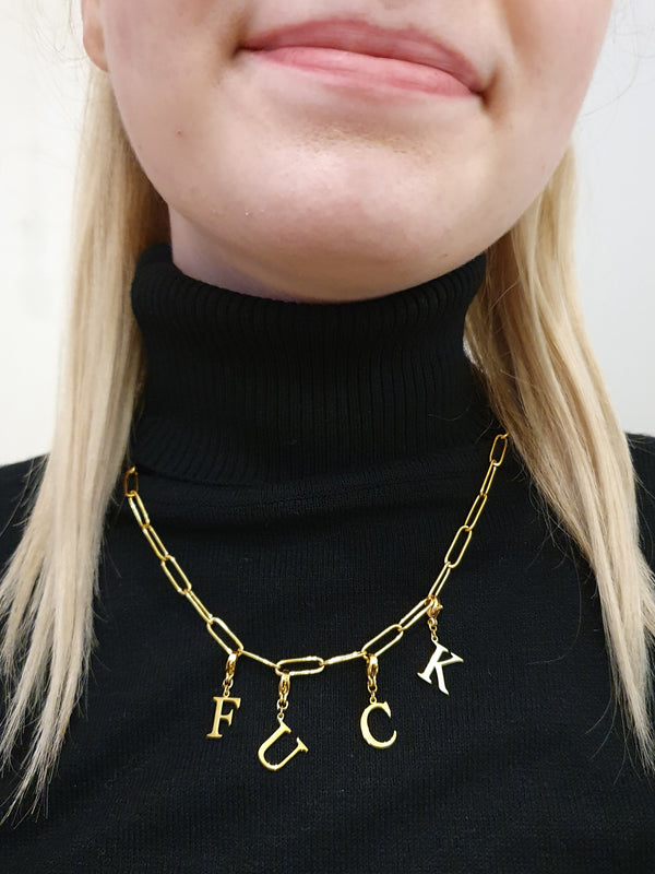 Collier FUCK - doré