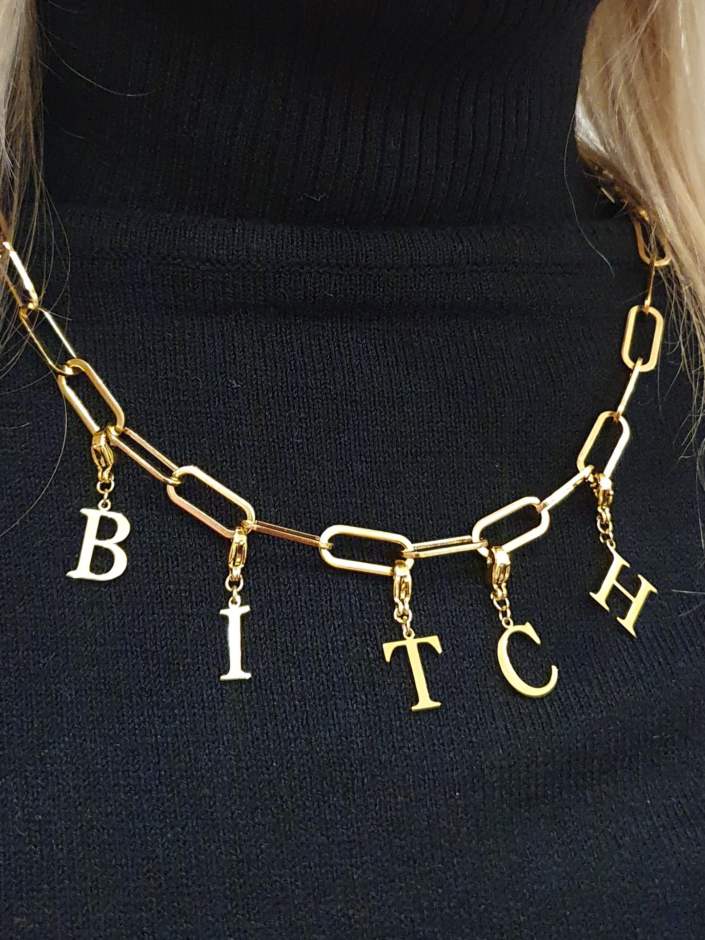 Collier BITCH - doré
