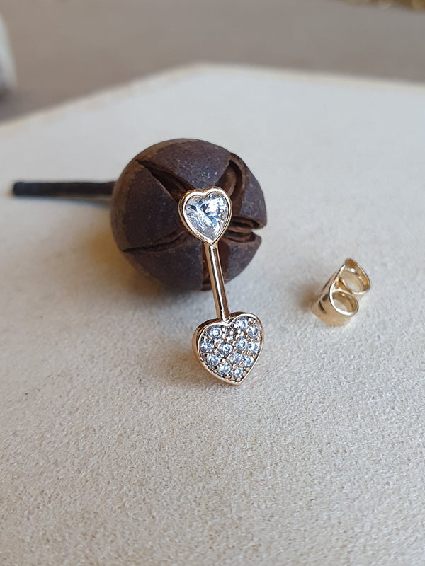 Monoboucle coeur 2 strass - doré