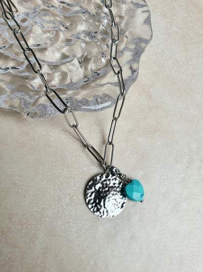 Charm coeur turquoise - argenté