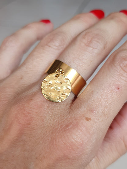 Bague pampille martelée - doré