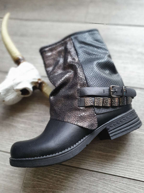 Bottines bicolores métallisées