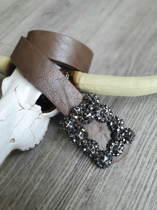 Ceinture marron & strass