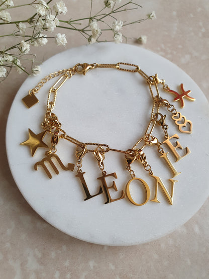 Charms lettres initiales - doré