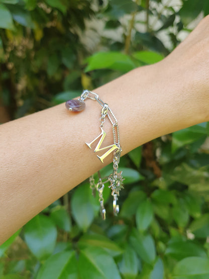 Bracelet maillons striés - argenté