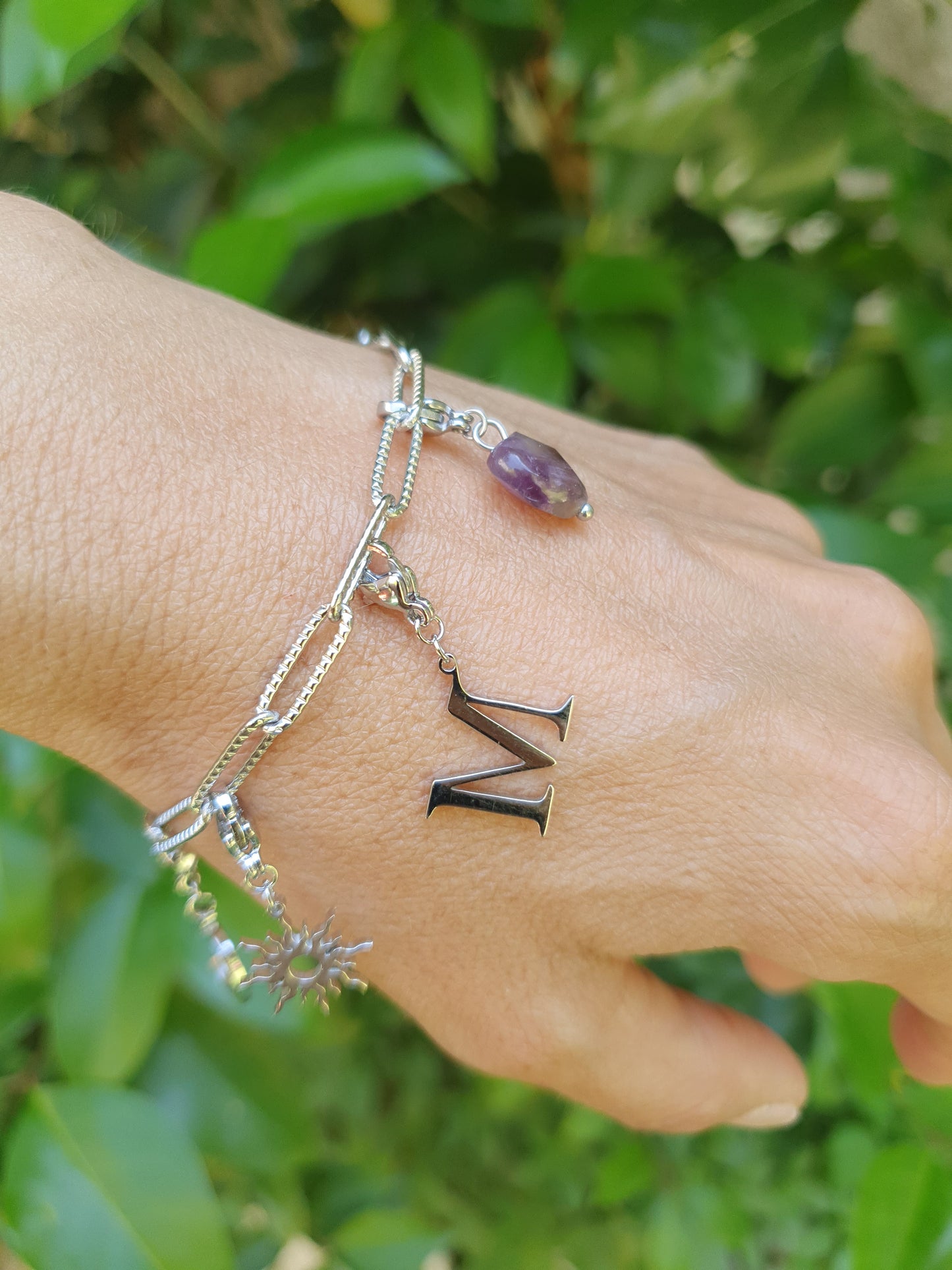 Bracelet maillons striés - argenté