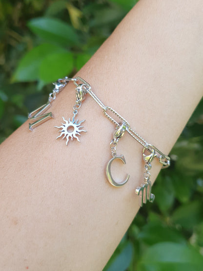 Bracelet maillons striés - argenté