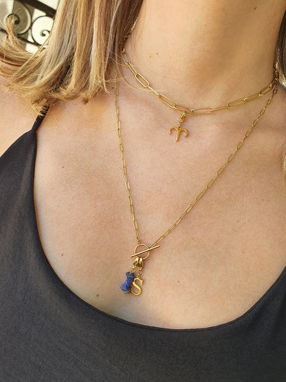 Collier signe astrologique maillons ovales- doré
