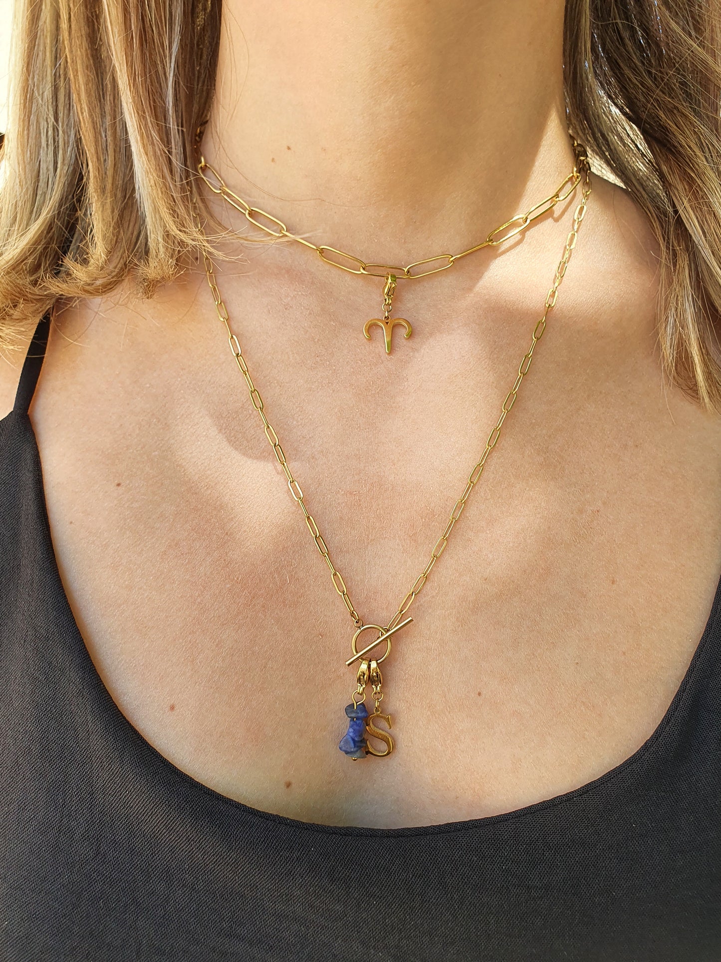 Collier signe astrologique maillons ovales- doré